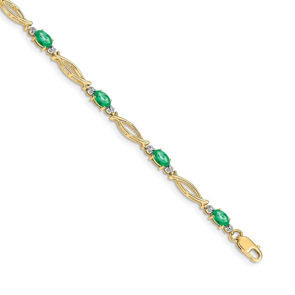 Kazi Luxury 14k Diamond and Emerald Bracelet